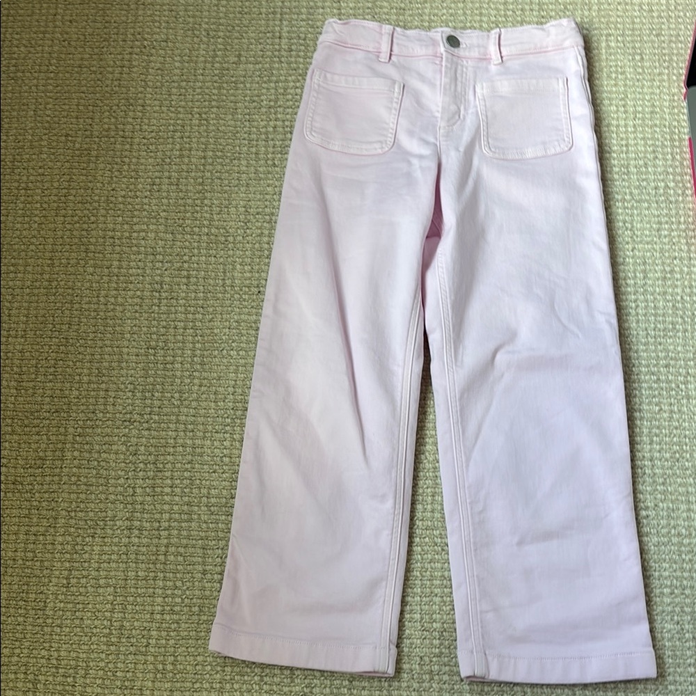 Girls, adorable crew cuts, cropped light, pink jeans